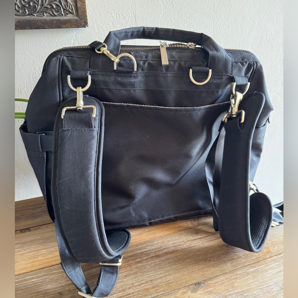 JuJuBe BFF Black Chromatics Baby Bag w/ Gold Accents & pacifier holder - Picture 4 of 11